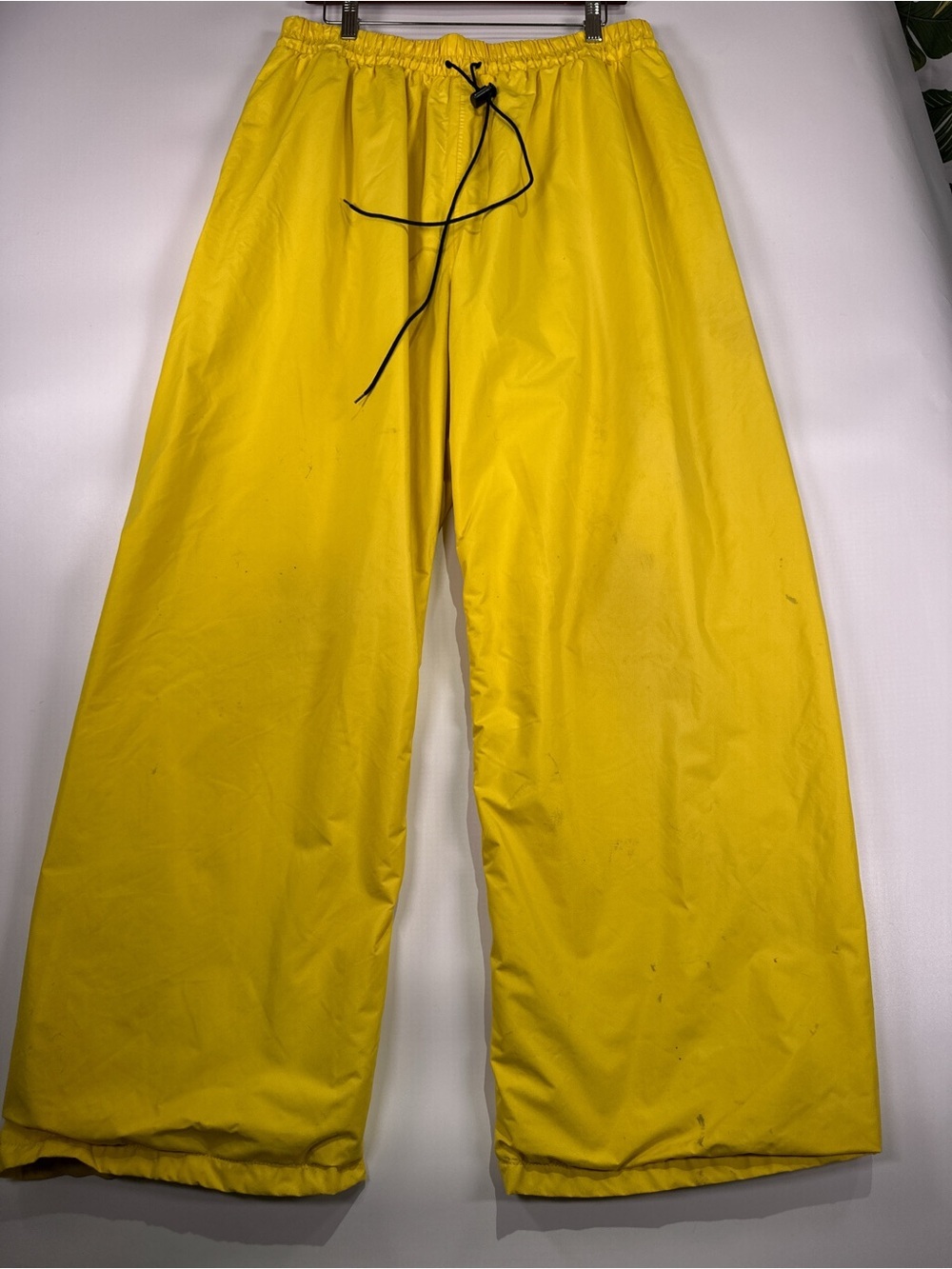 Walls Rain Pants Water-Pruf Vintage Drawstring Nylon Yellow XL - Picture 2 of 16